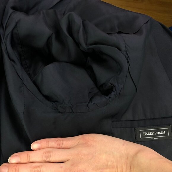 Z Zegna Drop 7 100% Wool Navy Check Trim Fit Blazer Jacket  ITA 48C =‎ US 38S - Picture 10 of 15